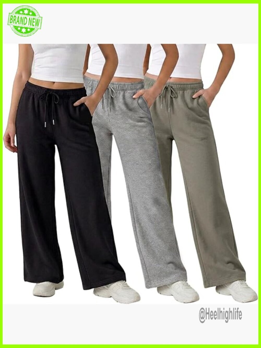 3 Pack Wide Leg Fleece Lounge Sweatpants w/ Pockets